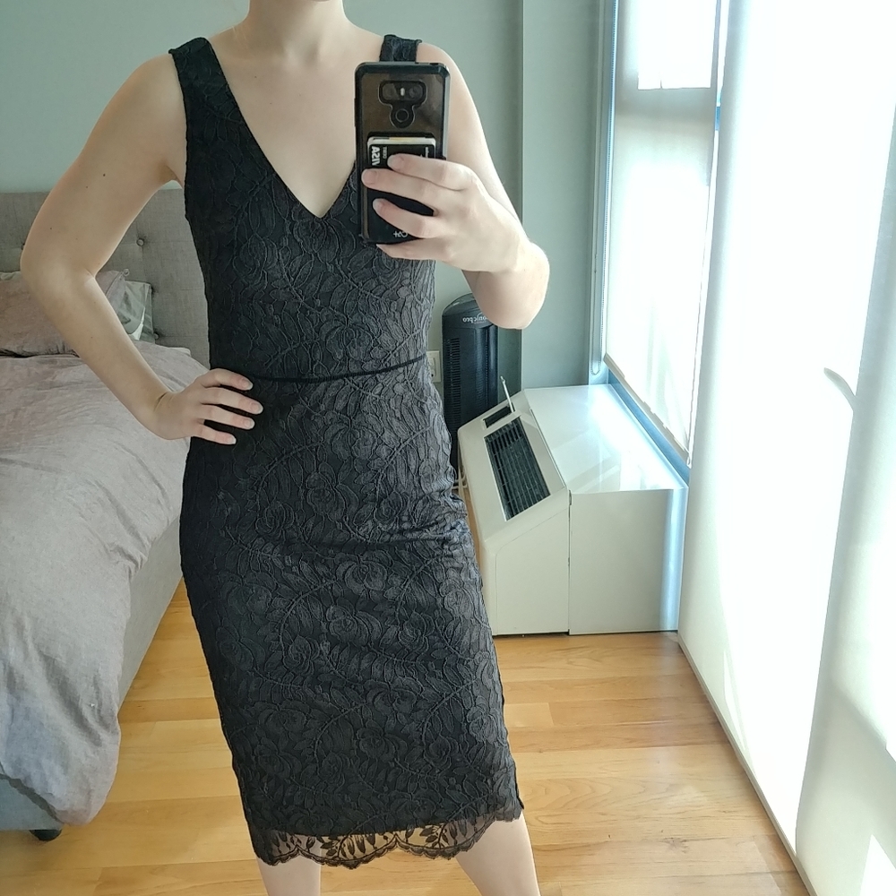 Black Lace Midi Dress